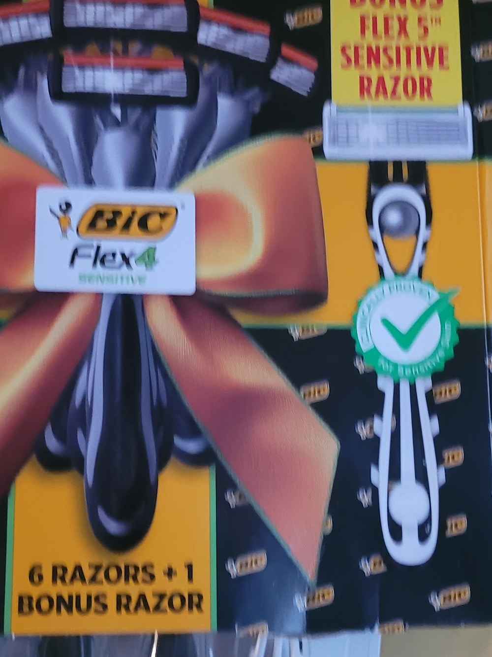 BIC Flex 6 Bonus 1 Sensitive Men’s Shaving Razors – Black and Orange